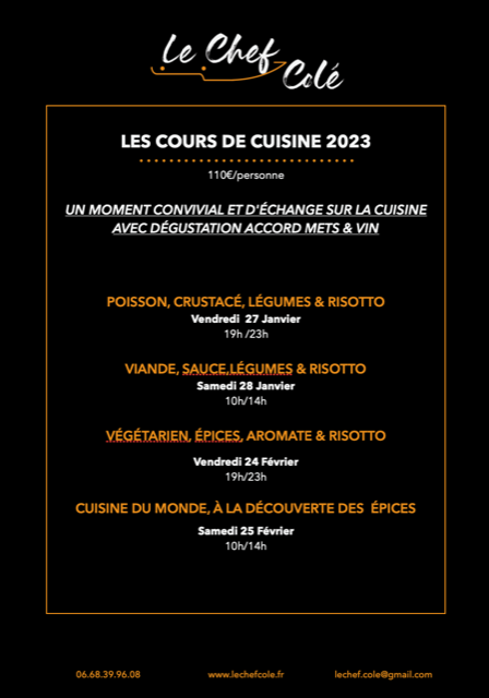 Les Cours de Cuisine avec le Chef Colé